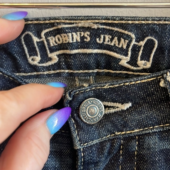 Robin’s Marilyn Straight Jeans Butterfly Appliques Made in USA Size 28 Gemstones - Picture 5 of 12